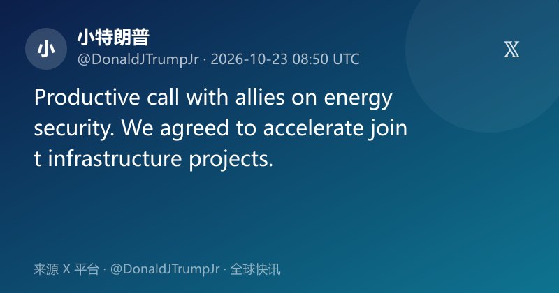小特朗普称与盟友通话讨论能源安全
