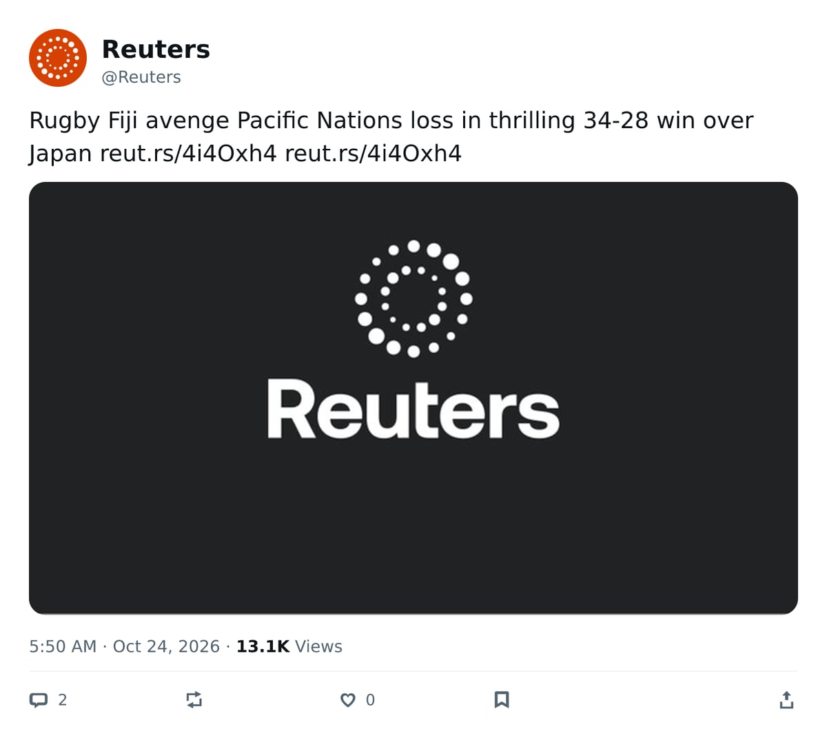 推文截图 · @Reuters