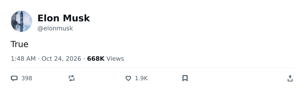 推文截图 · @elonmusk
