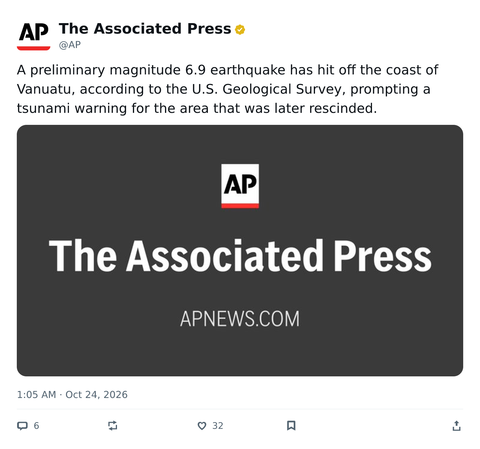 推文截图 · @AP