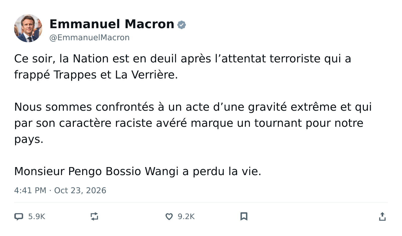 推文截图 · @EmmanuelMacron