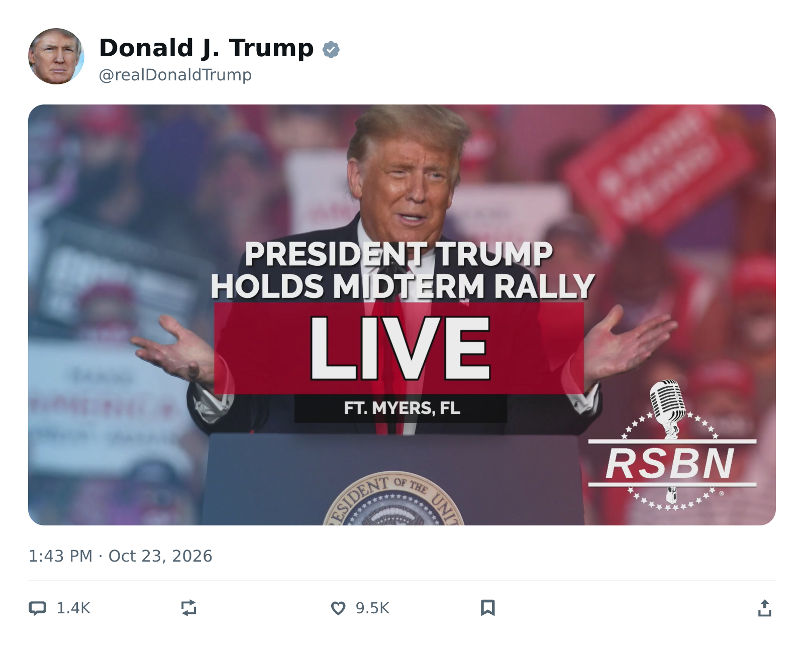 推文截图 · @realDonaldTrump
