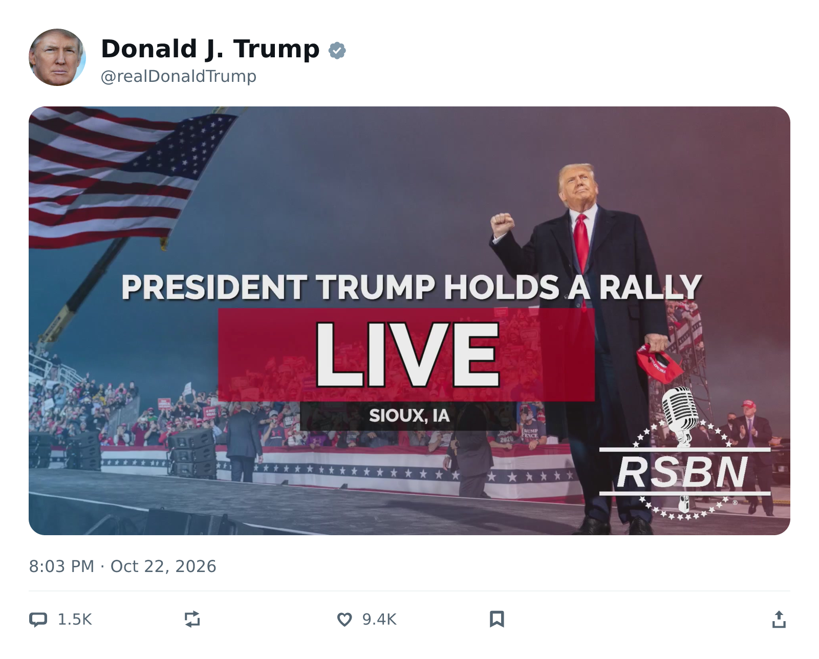 推文截图 · @realDonaldTrump