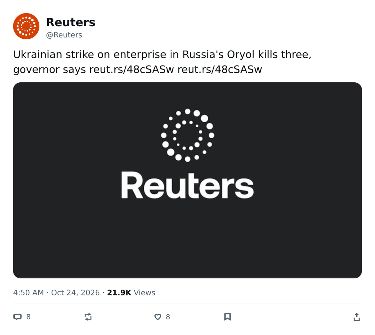推文截图 · @Reuters